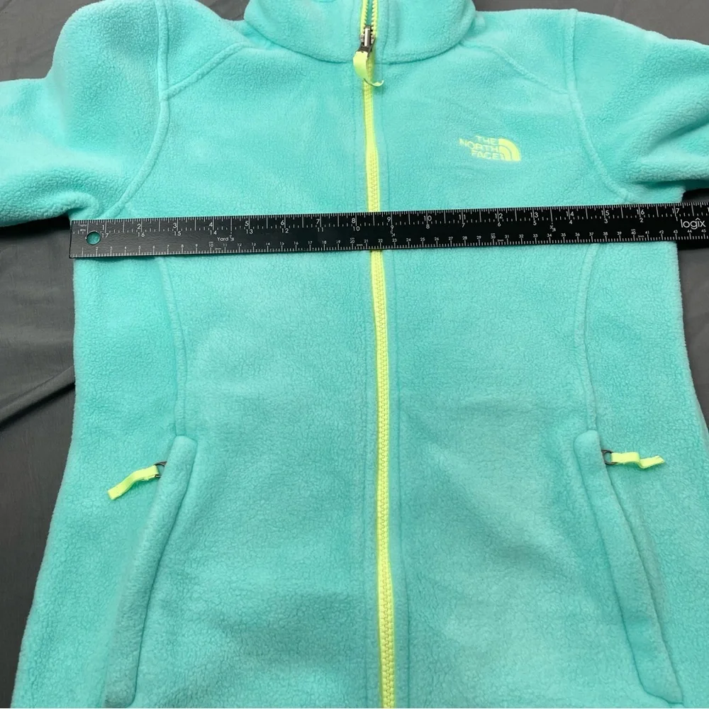The North Face‎ Girls Jacket Size Large 14/16 Green Fleece Full Zip Long Sleeves